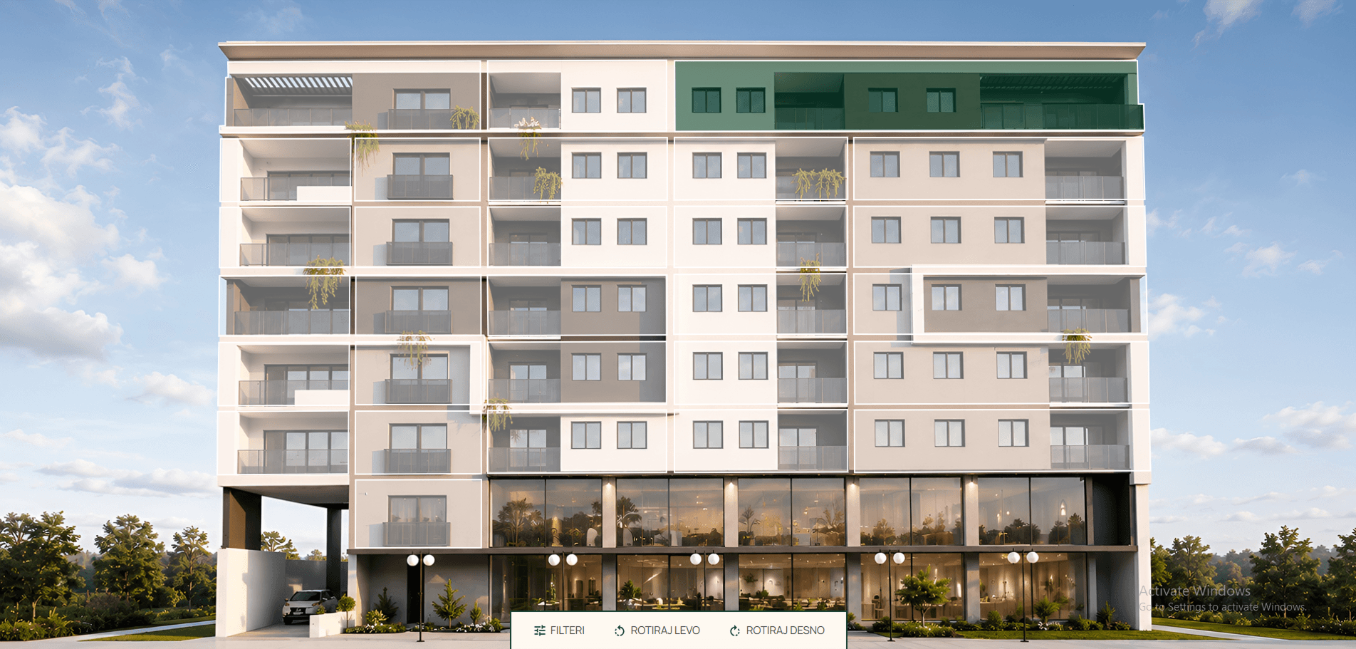 SVIV Gradnja Unit Finder — interaktivni 3D pregled zgrade i stanova